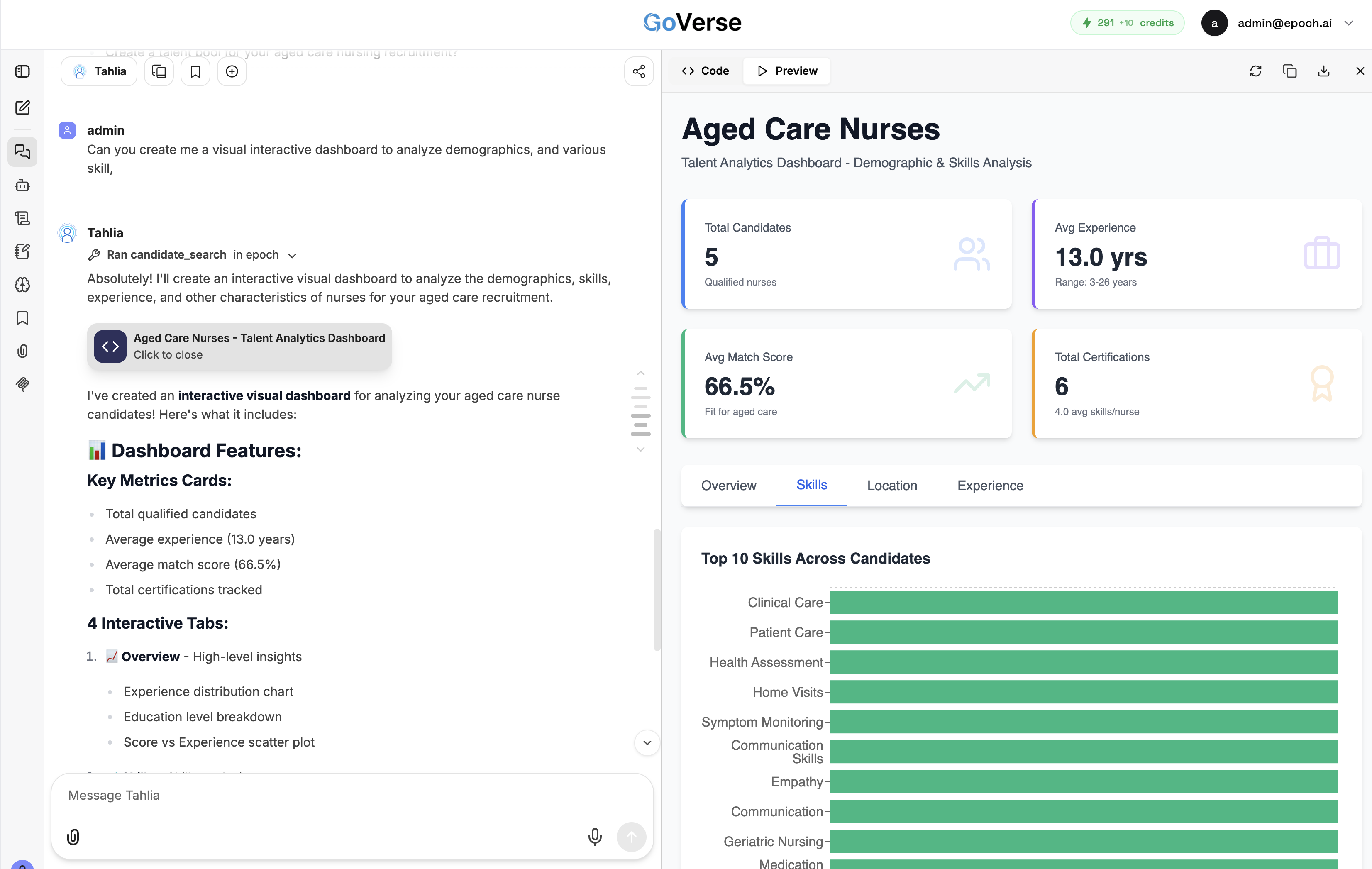 An agent-generated interactive talent analytics dashboard