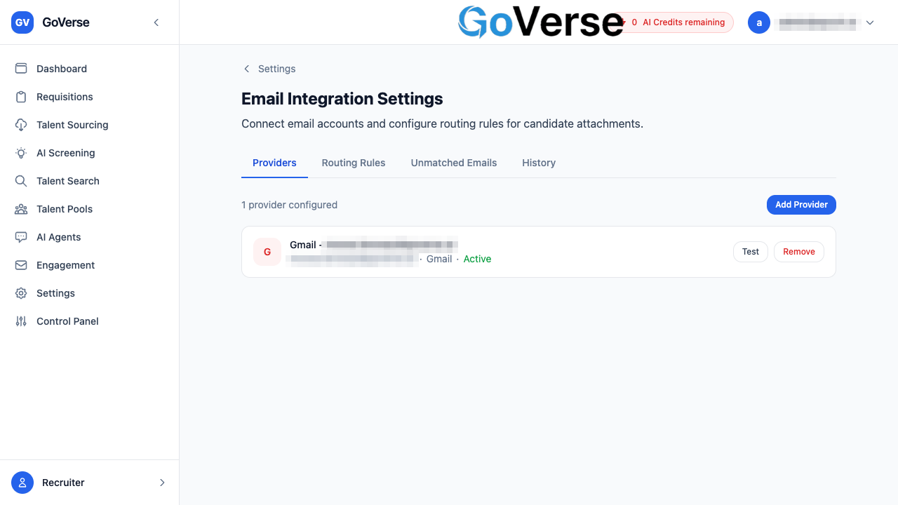Email Integration — connected mailbox and routing rules